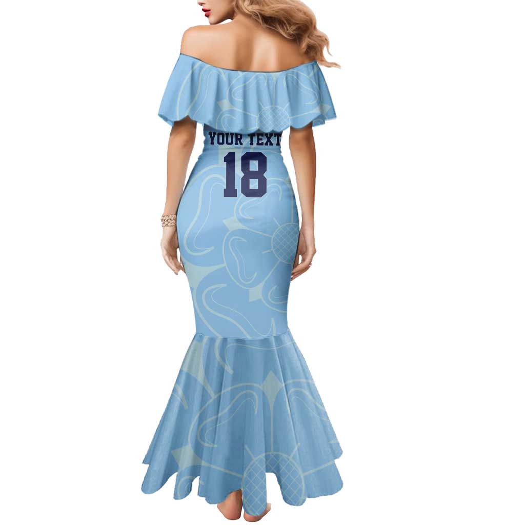 Custom Yorkshire Viking Spirit Mermaid Dress White Rose of York Blue Version - Wonder Print Shop