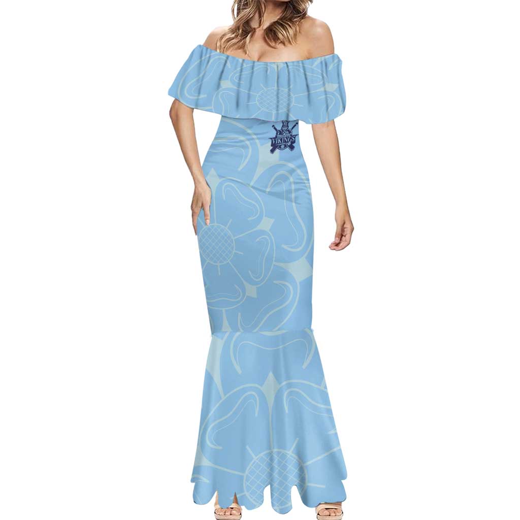 Custom Yorkshire Viking Spirit Mermaid Dress White Rose of York Blue Version - Wonder Print Shop