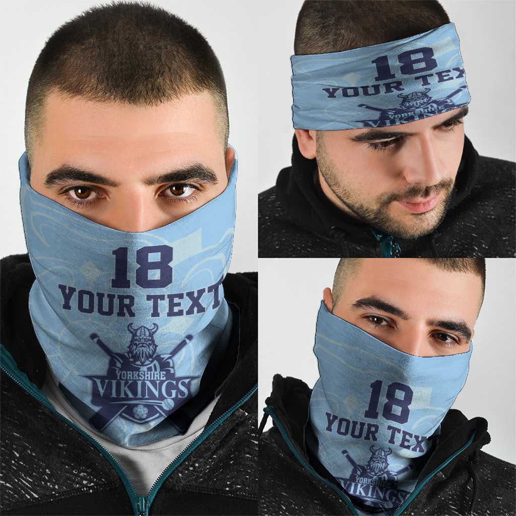 Custom Yorkshire Viking Spirit Neck Gaiter White Rose of York Blue Version - Wonder Print Shop