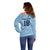 Custom Yorkshire Viking Spirit Off Shoulder Sweater White Rose of York Blue Version - Wonder Print Shop