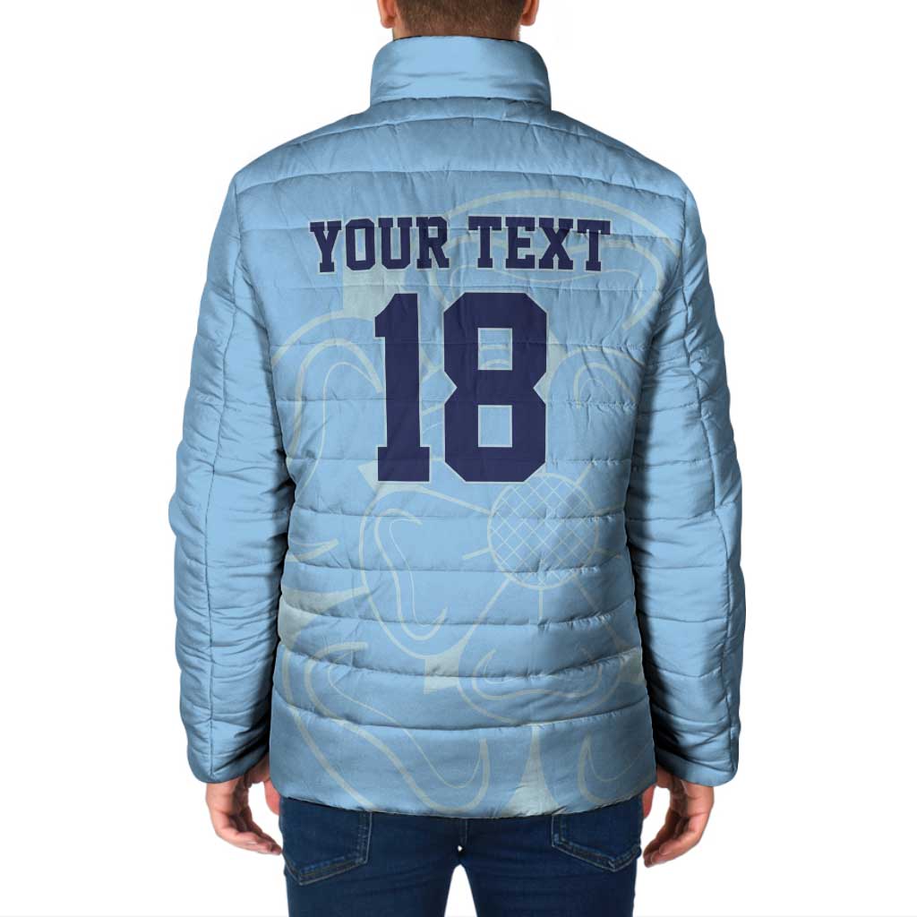 Custom Yorkshire Viking Spirit Padded Jacket White Rose of York Blue Version - Wonder Print Shop