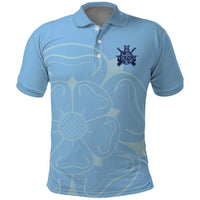Custom Yorkshire Viking Spirit Polo Shirt White Rose of York Blue Version - Wonder Print Shop