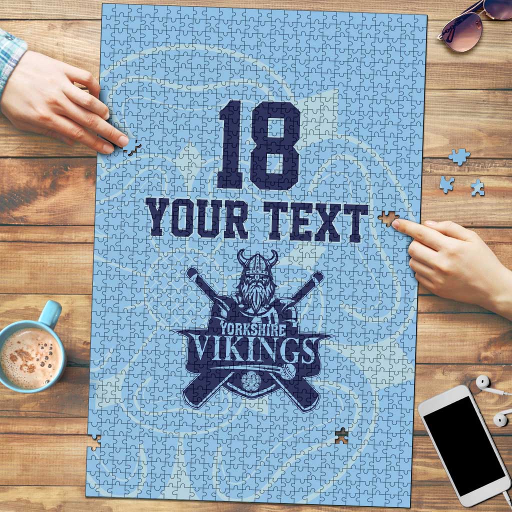 Custom Yorkshire Viking Spirit Puzzle White Rose of York Blue Version - Wonder Print Shop