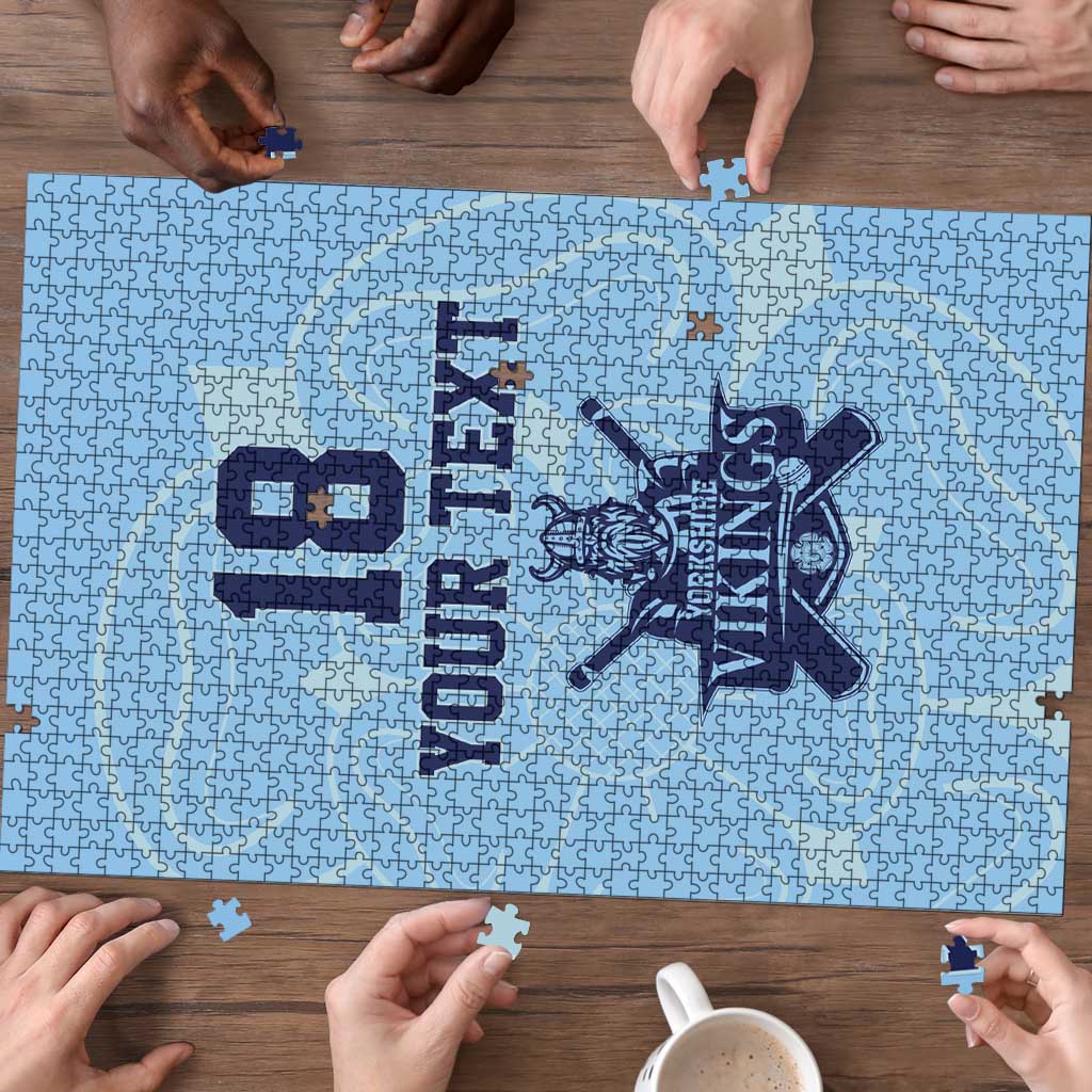 Custom Yorkshire Viking Spirit Puzzle White Rose of York Blue Version - Wonder Print Shop