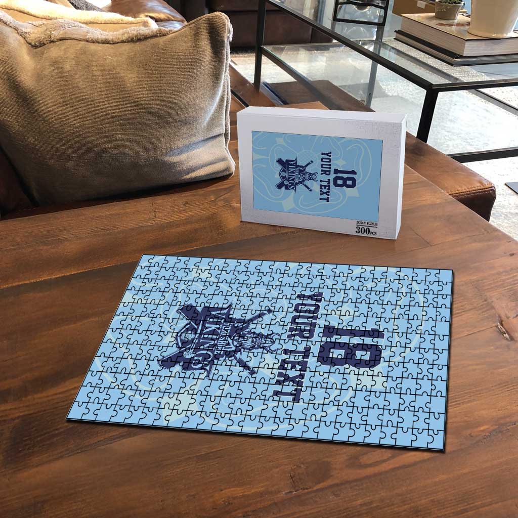 Custom Yorkshire Viking Spirit Puzzle White Rose of York Blue Version - Wonder Print Shop