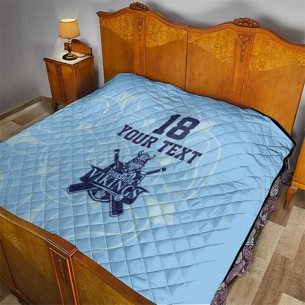 Custom Yorkshire Viking Spirit Quilt White Rose of York Blue Version - Wonder Print Shop