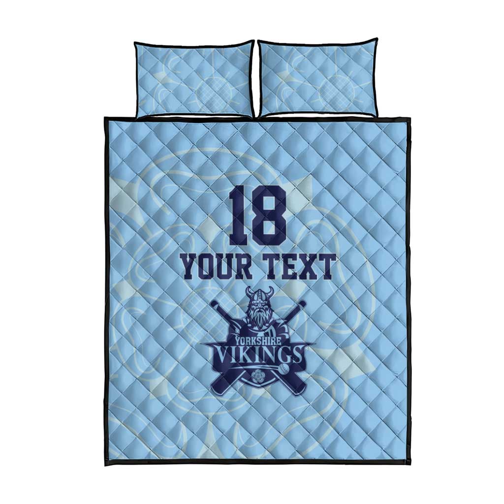 Custom Yorkshire Viking Spirit Quilt Bed Set White Rose of York Blue Version - Wonder Print Shop
