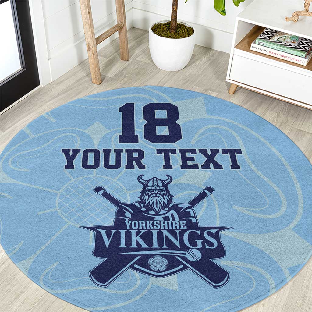 Custom Yorkshire Viking Spirit Round Carpet White Rose of York Blue Version - Wonder Print Shop