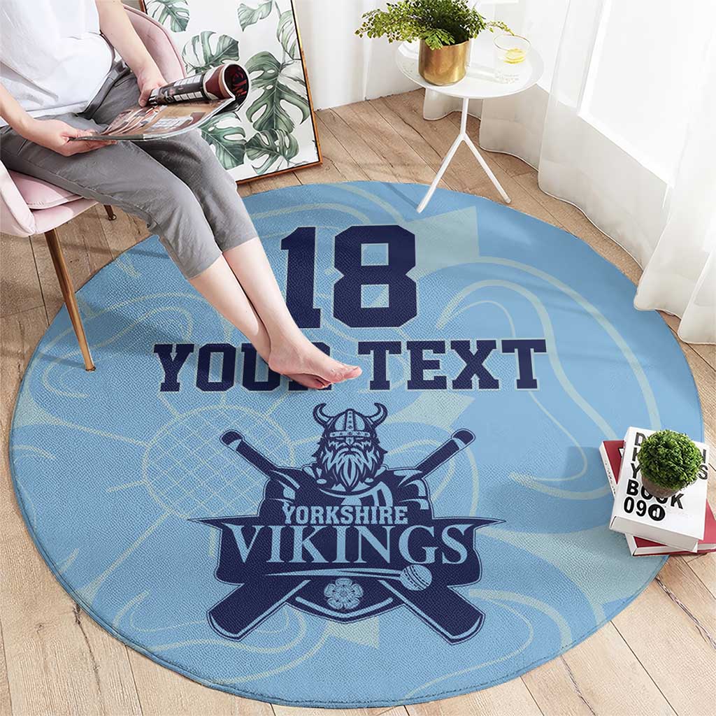Custom Yorkshire Viking Spirit Round Carpet White Rose of York Blue Version - Wonder Print Shop