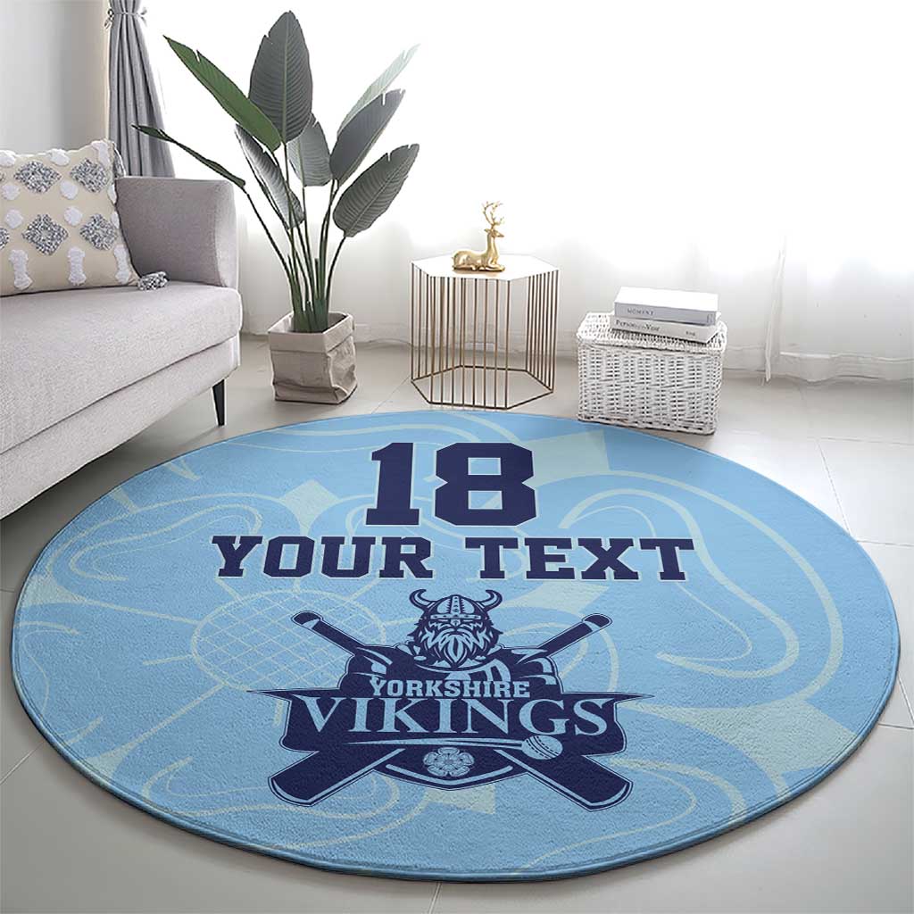 Custom Yorkshire Viking Spirit Round Carpet White Rose of York Blue Version - Wonder Print Shop