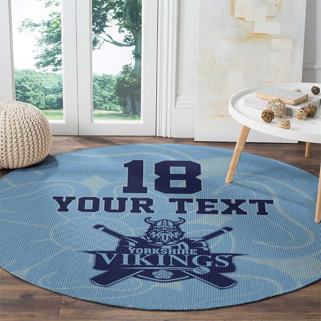 Custom Yorkshire Viking Spirit Round Carpet White Rose of York Blue Version - Wonder Print Shop