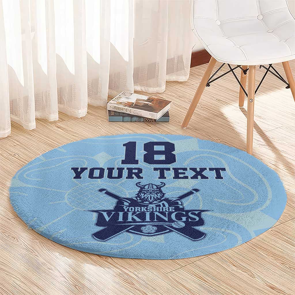 Custom Yorkshire Viking Spirit Round Carpet White Rose of York Blue Version - Wonder Print Shop