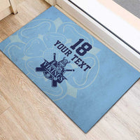Custom Yorkshire Viking Spirit Rubber Doormat White Rose of York Blue Version - Wonder Print Shop
