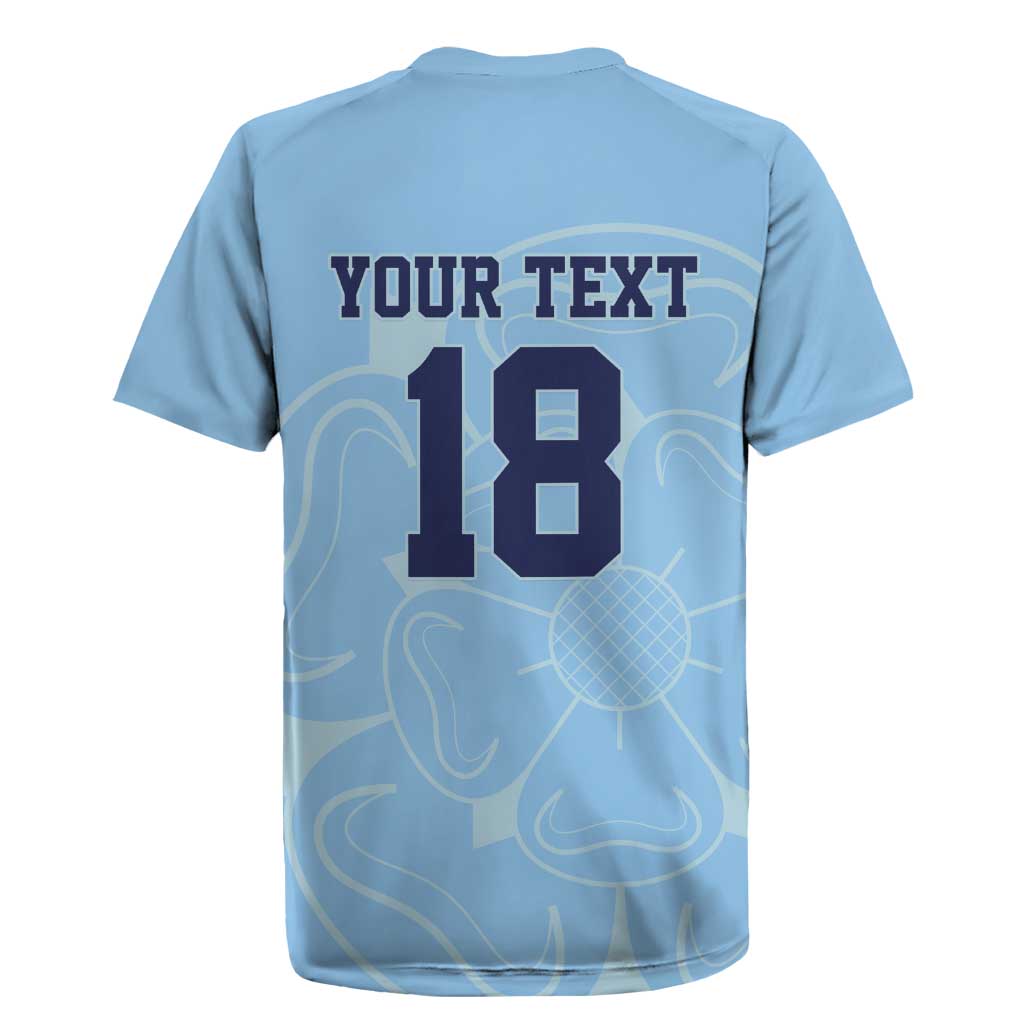 Custom Yorkshire Viking Spirit Rugby Jersey White Rose of York Blue Version - Wonder Print Shop