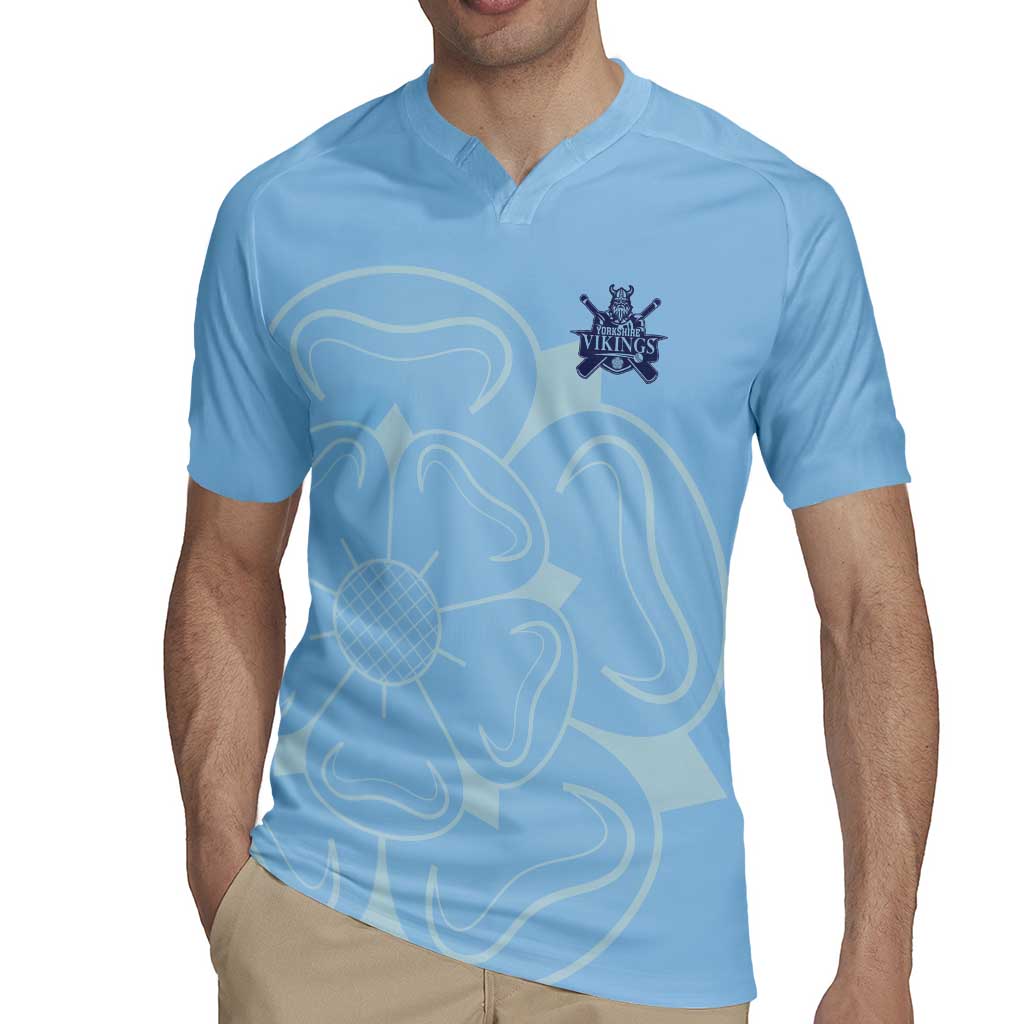 Custom Yorkshire Viking Spirit Rugby Jersey White Rose of York Blue Version - Wonder Print Shop