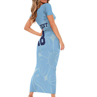 Custom Yorkshire Viking Spirit Short Sleeve Bodycon Dress White Rose of York Blue Version - Wonder Print Shop