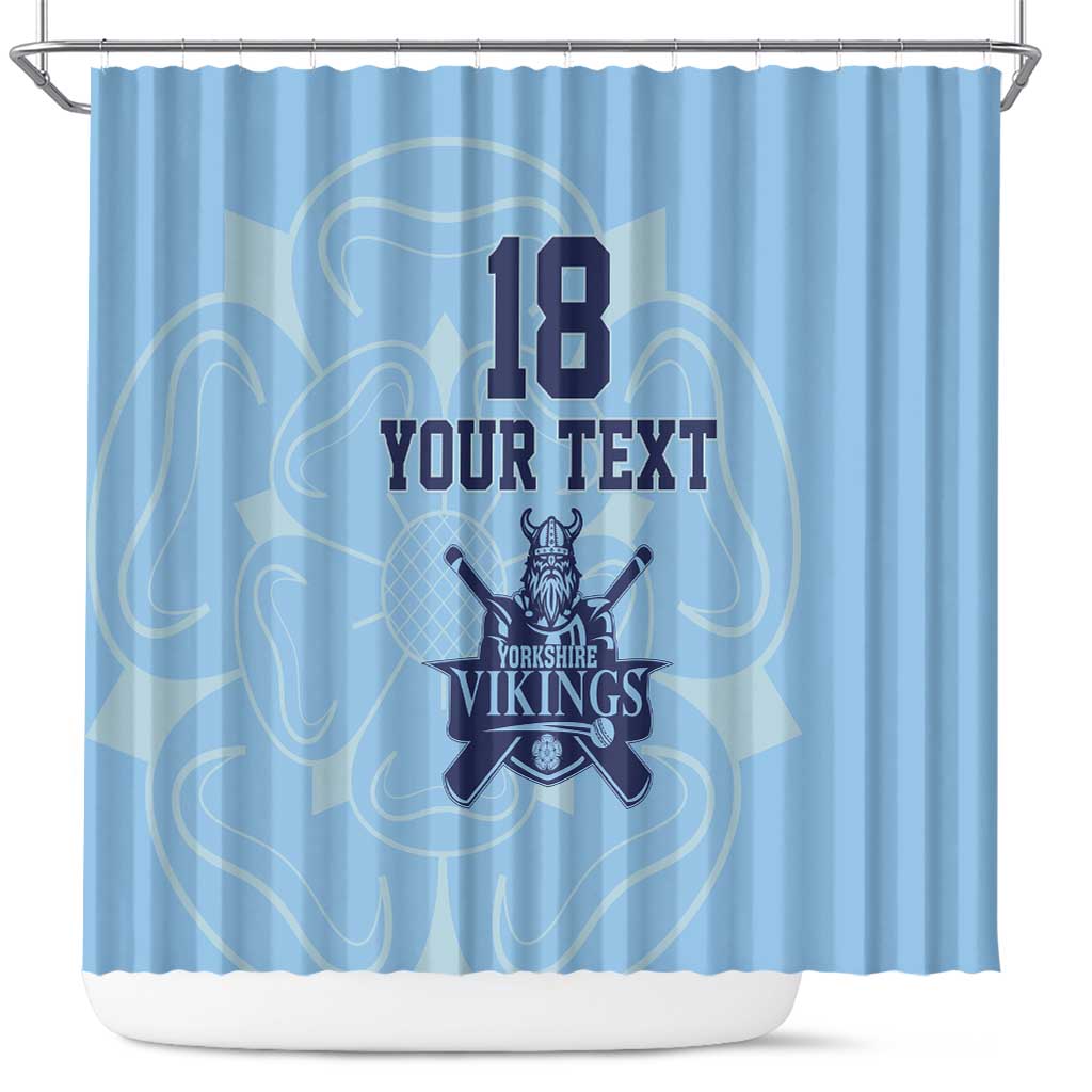 Custom Yorkshire Viking Spirit Shower Curtain White Rose of York Blue Version - Wonder Print Shop