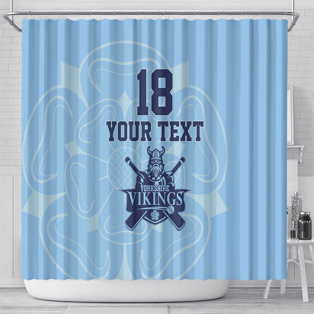 Custom Yorkshire Viking Spirit Shower Curtain White Rose of York Blue Version - Wonder Print Shop