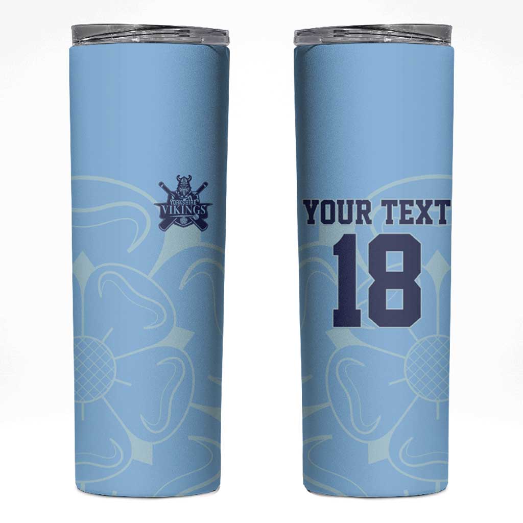 Custom Yorkshire Viking Spirit Skinny Tumbler White Rose of York Blue Version - Wonder Print Shop
