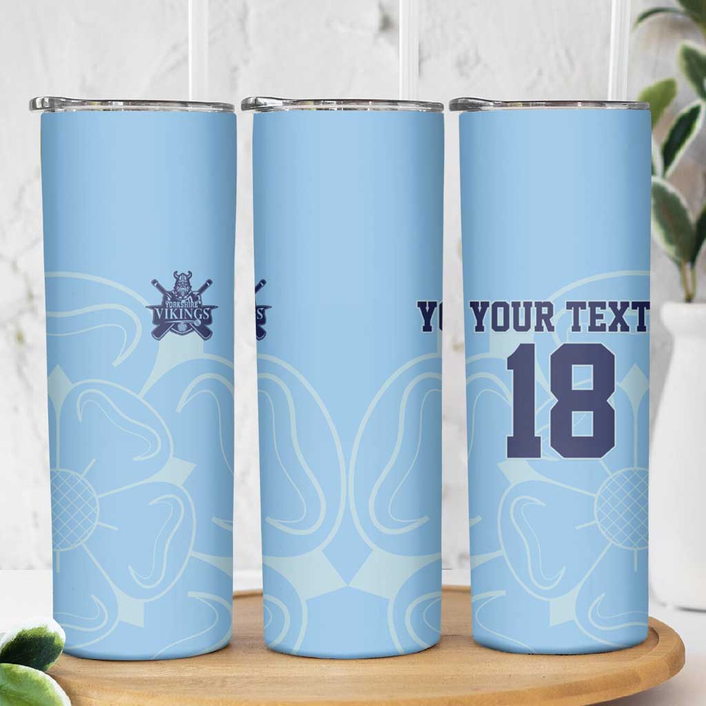 Custom Yorkshire Viking Spirit Skinny Tumbler White Rose of York Blue Version - Wonder Print Shop