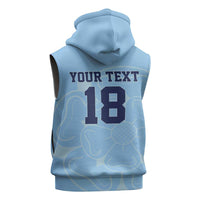 Custom Yorkshire Viking Spirit Sleeveless Hoodie White Rose of York Blue Version - Wonder Print Shop