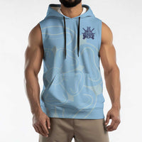 Custom Yorkshire Viking Spirit Sleeveless Hoodie White Rose of York Blue Version - Wonder Print Shop