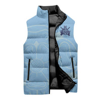 Custom Yorkshire Viking Spirit Sleeveless Puffer Jacket White Rose of York Blue Version - Wonder Print Shop