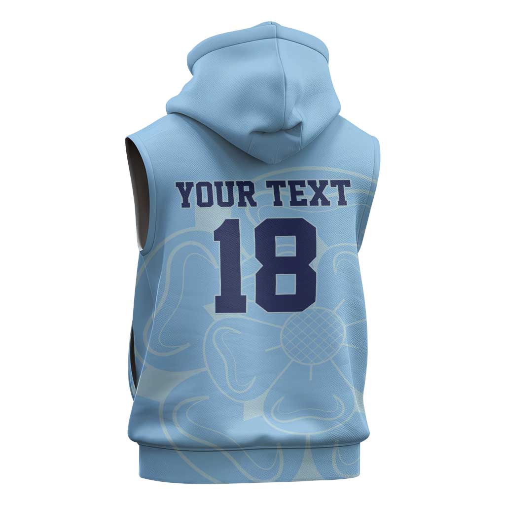 Custom Yorkshire Viking Spirit Sleeveless Zip Hoodie White Rose of York Blue Version - Wonder Print Shop