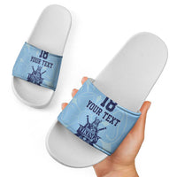 Custom Yorkshire Viking Spirit Slide Sandals White Rose of York Blue Version - Wonder Print Shop