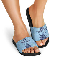 Custom Yorkshire Viking Spirit Slide Sandals White Rose of York Blue Version - Wonder Print Shop