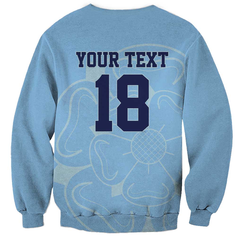 Custom Yorkshire Viking Spirit Sweatshirt White Rose of York Blue Version - Wonder Print Shop
