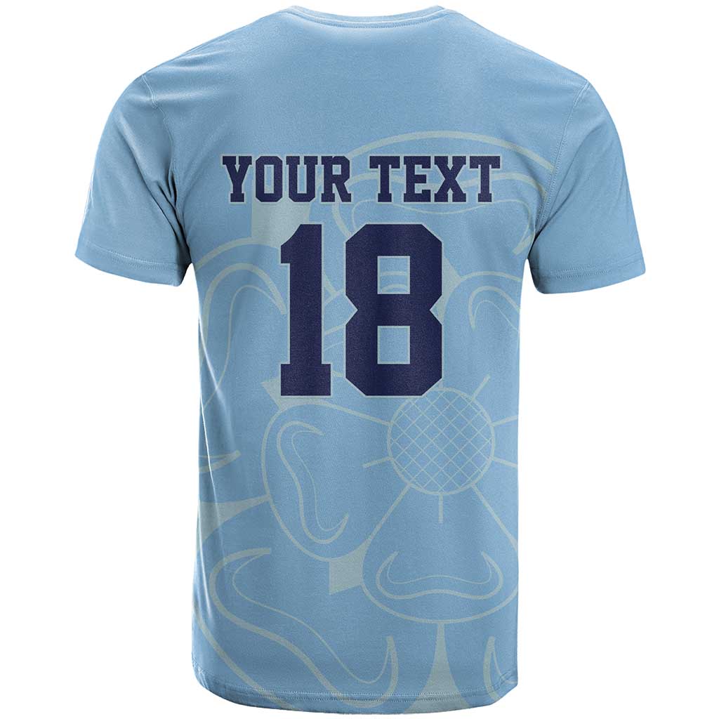 Custom Yorkshire Viking Spirit T Shirt White Rose of York Blue Version - Wonder Print Shop