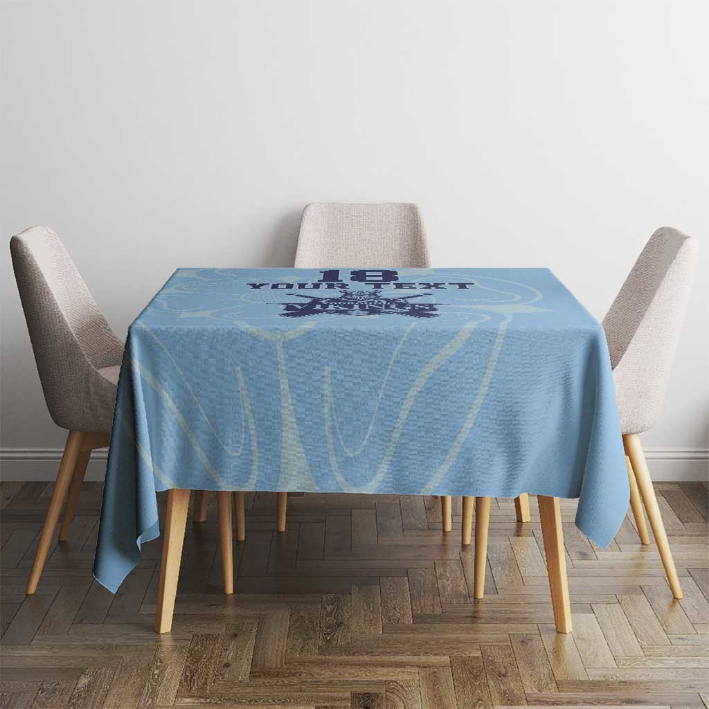 Custom Yorkshire Viking Spirit Tablecloth White Rose of York Blue Version - Wonder Print Shop