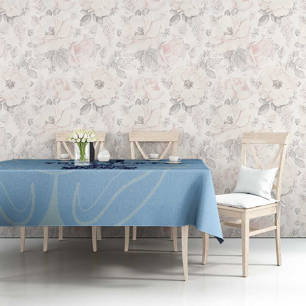 Custom Yorkshire Viking Spirit Tablecloth White Rose of York Blue Version - Wonder Print Shop