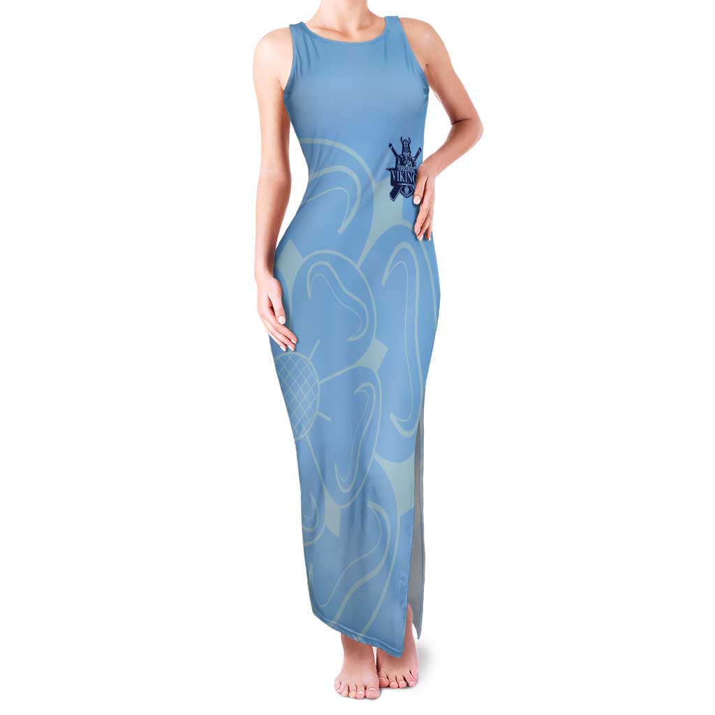 Custom Yorkshire Viking Spirit Tank Maxi Dress White Rose of York Blue Version - Wonder Print Shop