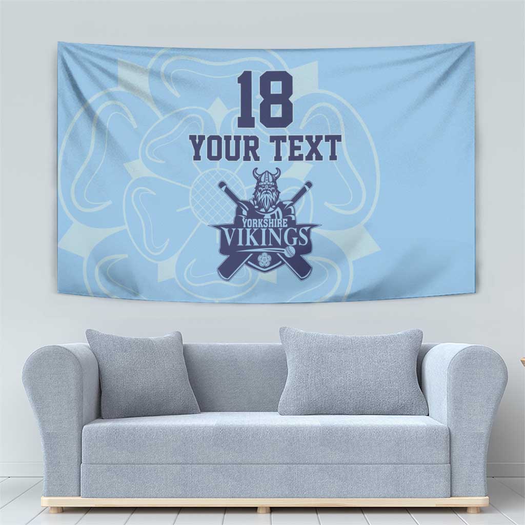 Custom Yorkshire Viking Spirit Tapestry White Rose of York Blue Version - Wonder Print Shop