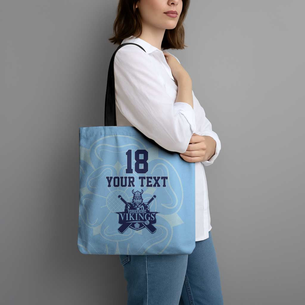 Custom Yorkshire Viking Spirit Tote Bag White Rose of York Blue Version - Wonder Print Shop