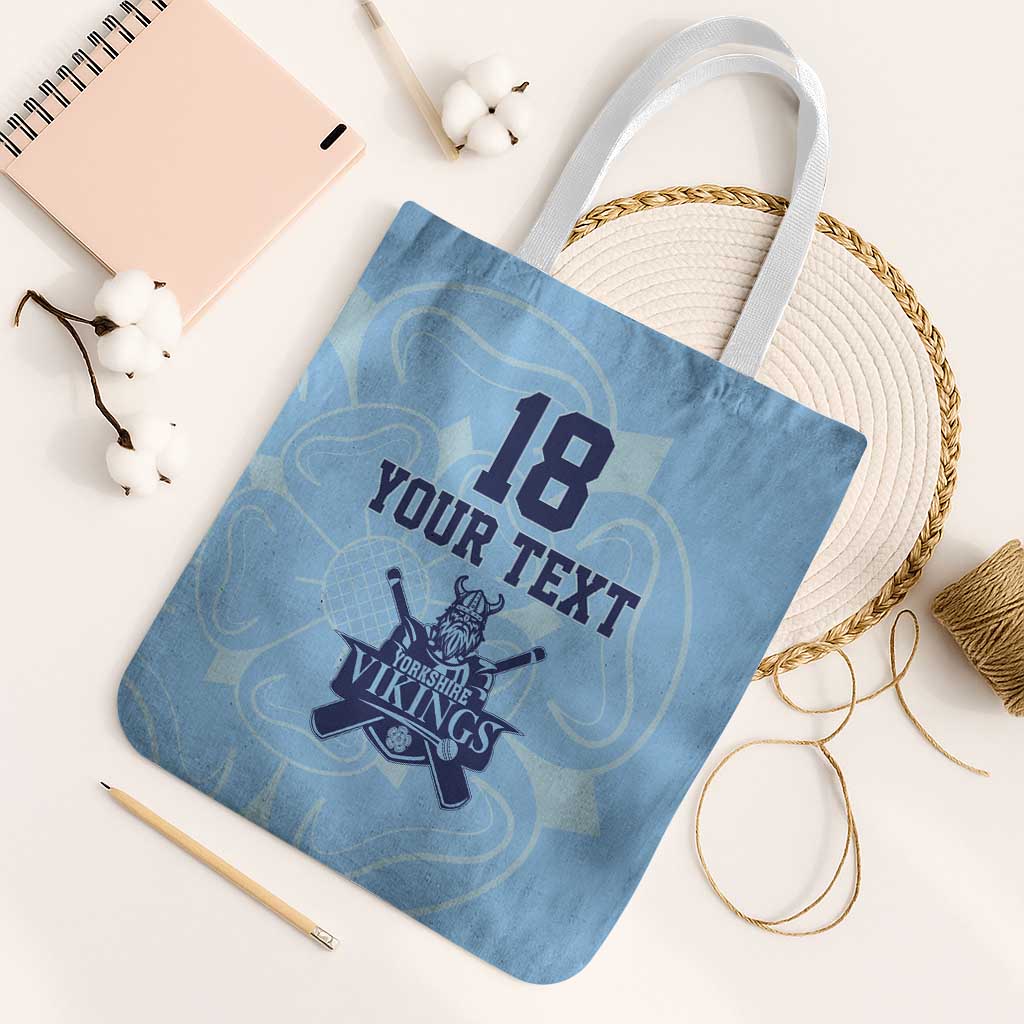 Custom Yorkshire Viking Spirit Tote Bag White Rose of York Blue Version - Wonder Print Shop