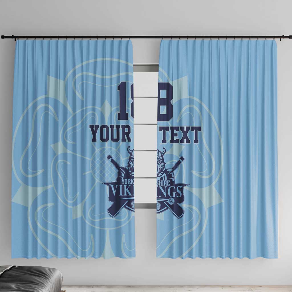 Custom Yorkshire Viking Spirit Window Curtain White Rose of York Blue Version - Wonder Print Shop