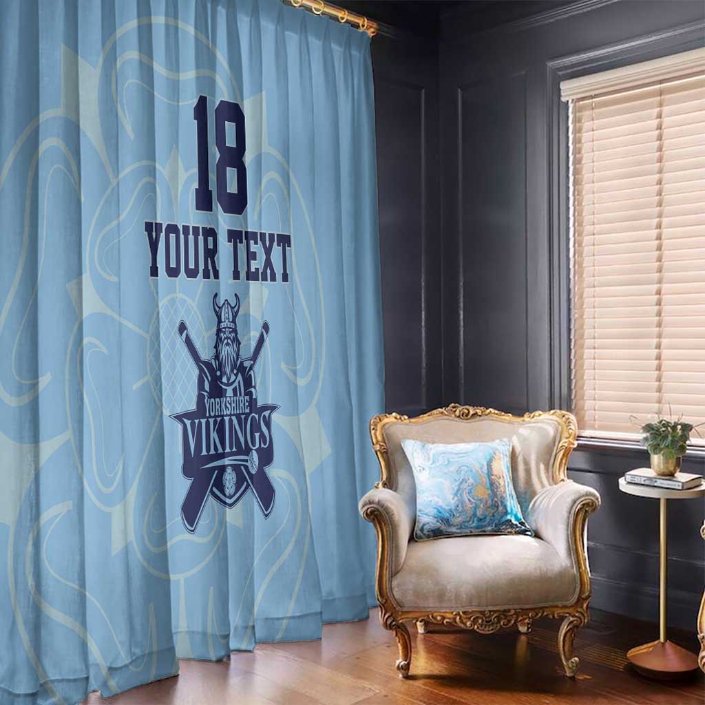 Custom Yorkshire Viking Spirit Window Curtain White Rose of York Blue Version - Wonder Print Shop