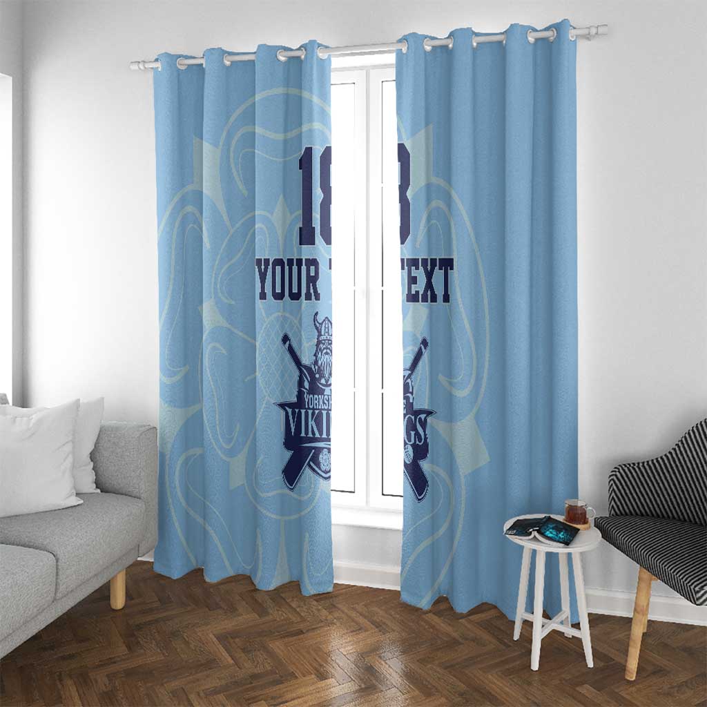 Custom Yorkshire Viking Spirit Window Curtain White Rose of York Blue Version - Wonder Print Shop