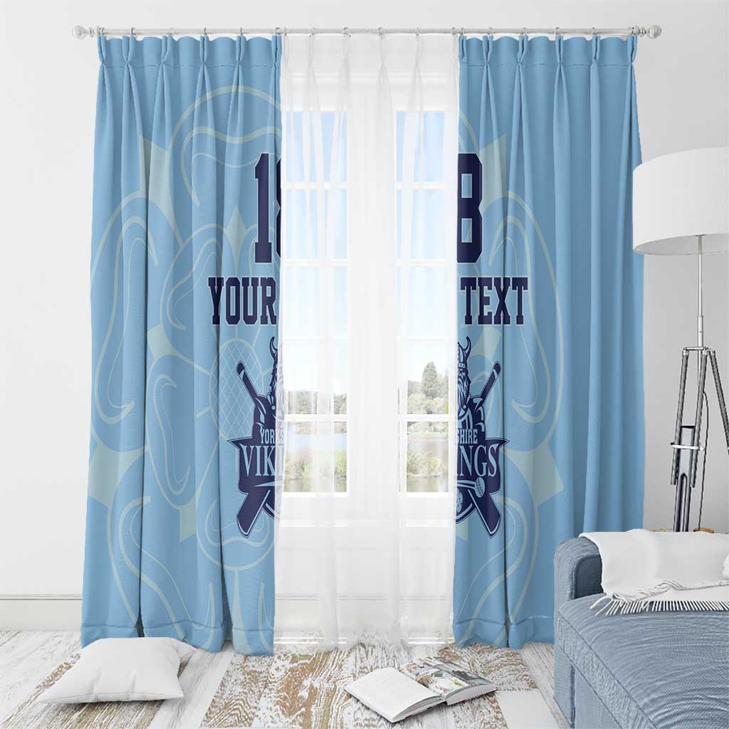 Custom Yorkshire Viking Spirit Window Curtain White Rose of York Blue Version - Wonder Print Shop