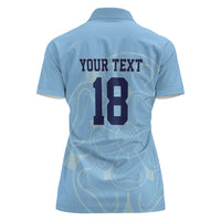 Custom Yorkshire Viking Spirit Women Polo Shirt White Rose of York Blue Version - Wonder Print Shop