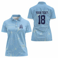 Custom Yorkshire Viking Spirit Women Polo Shirt White Rose of York Blue Version - Wonder Print Shop
