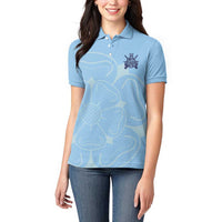 Custom Yorkshire Viking Spirit Women Polo Shirt White Rose of York Blue Version - Wonder Print Shop