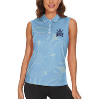 Custom Yorkshire Viking Spirit Women Sleeveless Polo Shirt White Rose of York Blue Version - Wonder Print Shop
