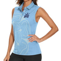 Custom Yorkshire Viking Spirit Women Sleeveless Polo Shirt White Rose of York Blue Version - Wonder Print Shop