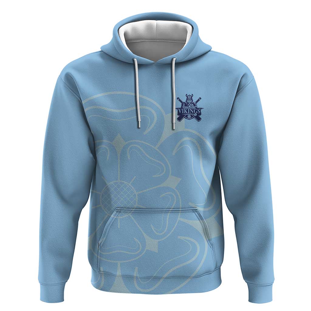 Custom Yorkshire Viking Spirit Zip Hoodie White Rose of York Blue Version - Wonder Print Shop