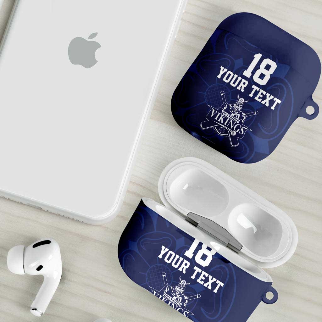 Custom Yorkshire Viking Spirit AirPods Case White Rose of York Navy Version - Wonder Print Shop