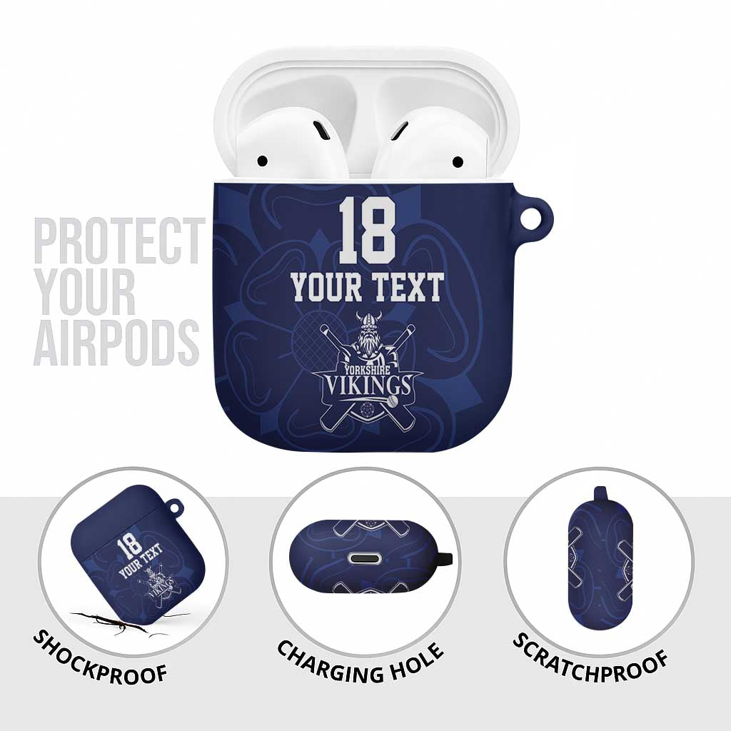 Custom Yorkshire Viking Spirit AirPods Case White Rose of York Navy Version - Wonder Print Shop